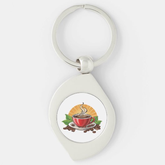 Rode koffiekop sleutelhanger (Voorkant)