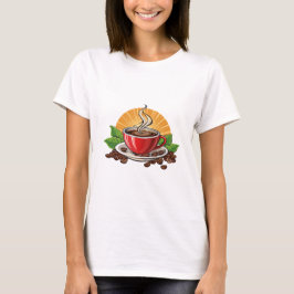 Rode koffiekop t-shirt