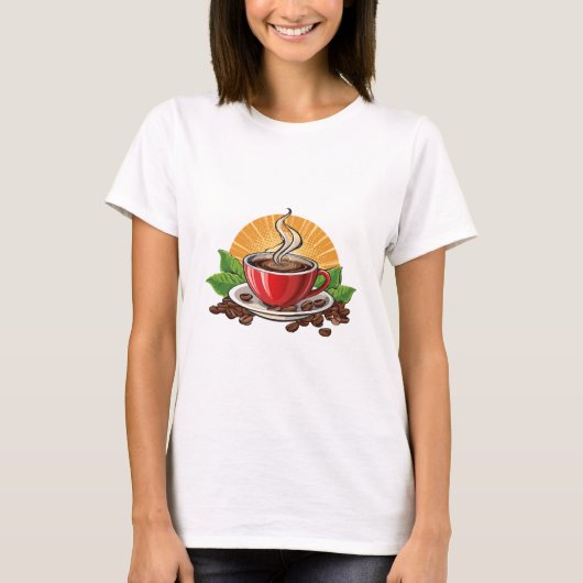 Rode koffiekop t-shirt (Voorkant)