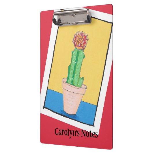 Rode kogelcactus in een pot, eigenwijs, gepersonal klembord (Links)