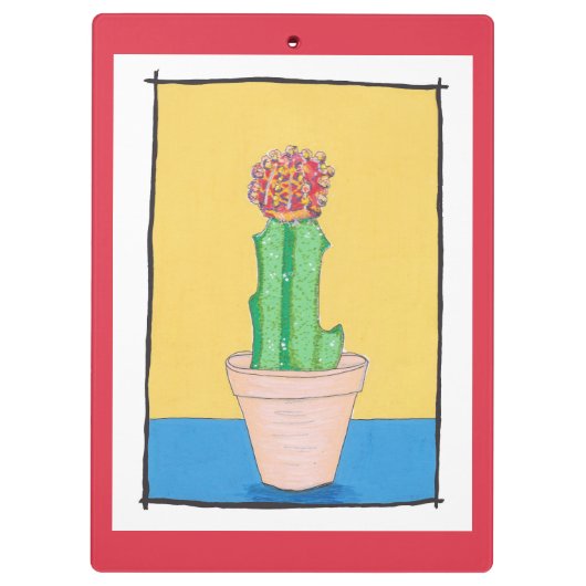 Rode kogelcactus in een pot, eigenwijs, gepersonal klembord (Achterkant)