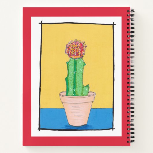 Rode kogelcactus in een pot, gepersonaliseerde sch notitieboek (Achterkant)