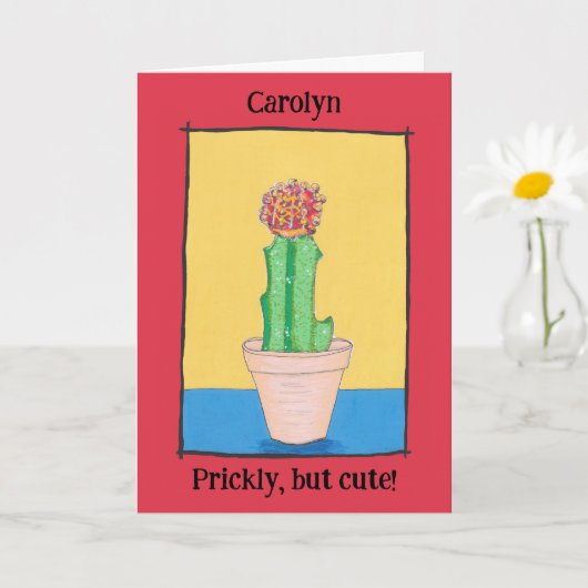 Rode kogelcactus, knap maar leuk, jouw naam kaart (Kleine Plant)