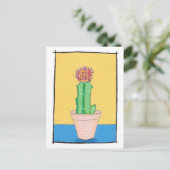 Rode kogelcactus, schattige, naïeve kunsttekening, briefkaart (Staand voorkant)