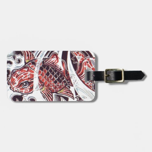 Rode Koi Tatoeage Ontwerp Bagagelabel (Voorkant horizontaal)