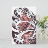 Rode Koi Tatoeage Ontwerp Briefpapier (Staand voorkant)