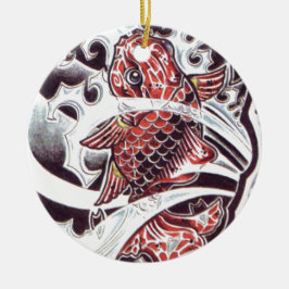 Rode Koi Tatoeage Ontwerp Keramisch Ornament