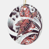 Rode Koi Tatoeage Ontwerp Keramisch Ornament (Links)