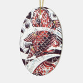 Rode Koi Tatoeage Ontwerp Keramisch Ornament (Links)
