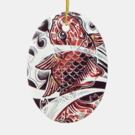 Rode Koi Tatoeage Ontwerp Keramisch Ornament