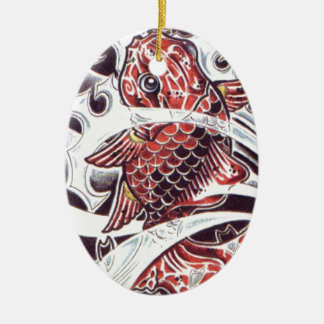 Rode Koi Tatoeage Ontwerp Keramisch Ornament