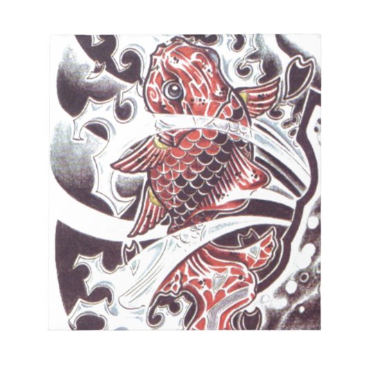 Rode Koi Tatoeage Ontwerp Notitieblok (Voorkant)