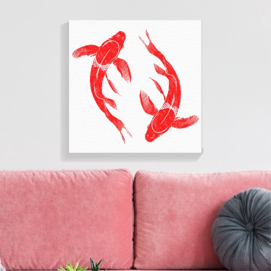Rode koi viskarper canvas afdruk (Insitu (Woonkamer))