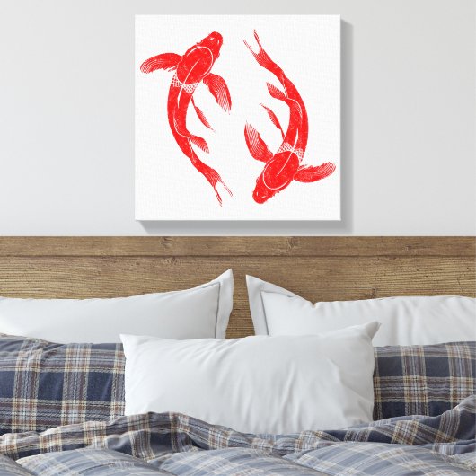 Rode koi viskarper canvas afdruk (Insitu (Slaapkamer))