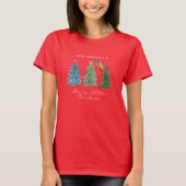 Rode Kolibrie Kerst T-shirt met Bomen (Voorkant)