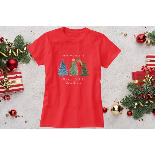 Rode Kolibrie Kerst T-shirt met Bomen