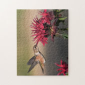 Rode Kolibrie Vogel Vlucht Vleugels Bloem Legpuzzel (Verticaal)