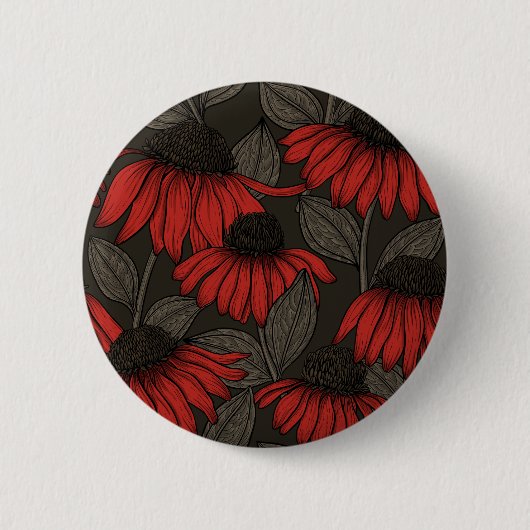 Rode komkommers op bruin ronde button 5,7 cm (Voorkant)
