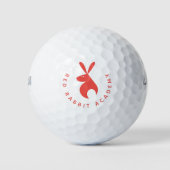 Rode Konijn Icoon & Gebogen Tekst Sjabloon Golfballen (Voorkant)