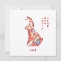 Rode Konijn Origami Jaar van het Konijn 2023