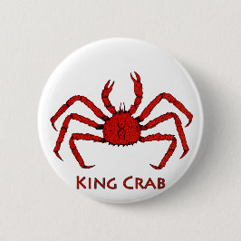 Rode koning krab (kleurenafbeelding) ronde button 5,7 cm