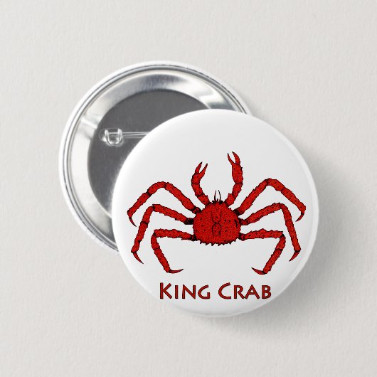 Rode koning krab (kleurenafbeelding) ronde button 5,7 cm (Voorkant /achterkant)