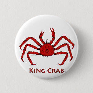 Rode koning krab (kleurenafbeelding) ronde button 5,7 cm