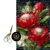 Rode Koning Protea Bloem Decoupage Tissuepapier