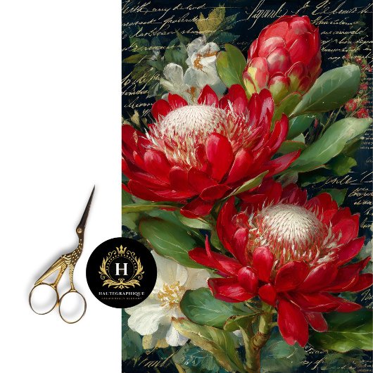 Rode Koning Protea Bloem Decoupage Tissuepapier
