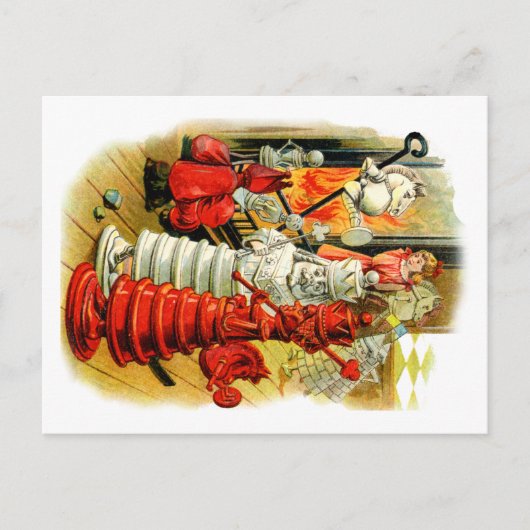 Rode koningin en witte koning in het vuur briefkaart (Voorkant)