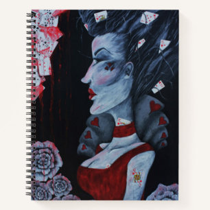 Rode Koningin Harten Alice Wonderland Kaarten Goth Notitieboek