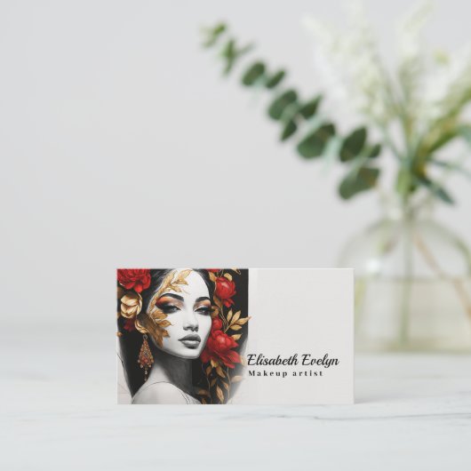 Rode koningin in een vergulde tuin t686 visitekaartje (Staand voorkant)