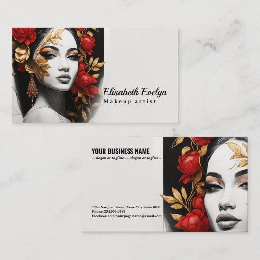 Rode koningin in een vergulde tuin t686 visitekaartje (Voorkant / Achterkant)