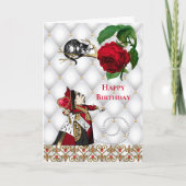  Rode Koningin Kat Roos Verjaardag Kaart (Voorkant)