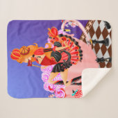 Rode Koningin op Schaakbord - Wonderland Art Sherpa Deken (Voorkant (horizontaal))