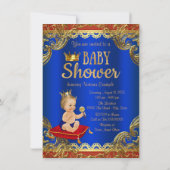 Rode Koninklijke Blauwe Gouden Stoel Prins Baby Sh Kaart (Achterkant)