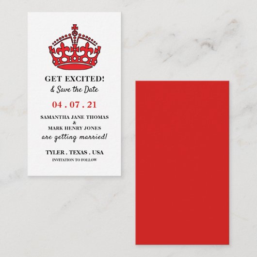 Rode koninklijke kroon, Overhaal en sla de datum o Informatiekaartje (Voorkant / Achterkant)