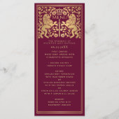 Rode Koninklijke Leeuw Middeleeuws Zwaard Bruiloft Menu (Voorkant)