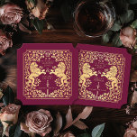 Rode Koninklijke Leeuw Middeleeuws Zwaard Wedding  Kartonnen Onderzetters<br><div class="desc">Voeg koninklijke charme toe aan je tafelkleed! Deze aangepaste bruiloft onderzetters zijn voorzien van een majestueuze leeuw en bloemen ontwerp met uw namen en monogram, allemaal in luxe goud tegen een rode achtergrond. Perfect voor een middeleeuwse fantasieviering met tijdloze elegantie! Het goud op dit item is geen echte folie en...</div>