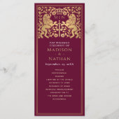 Rode Koninklijke Leeuw Middeleeuws Zwaard Wedding  Programmakaart (Voorkant)