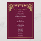 Rode Koninklijke Leeuw Middeleeuws Zwaard Wedding  Programmakaart (Achterkant)