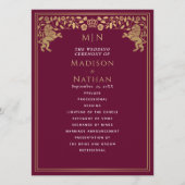 Rode Koninklijke Leeuw Middeleeuws Zwaard Wedding  Programmakaart (Voorkant)