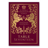 Rode Koninklijke Middeleeuwse Leeuw Bruiloft Kaart (Achterkant)