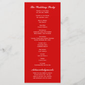 Rode koninklijke weddenschap programmakaart (Achterkant)