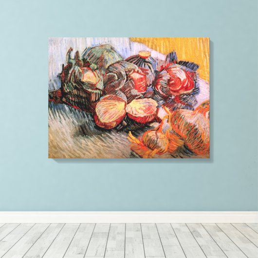 Rode Kool en Uien door Vincent van Gogh Canvas Afdruk (Insitu (Houten vloer))
