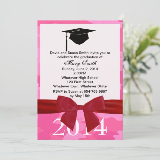 Rode koolstof en roze Afstuderen van Camouflage Kaart (Staand voorkant)