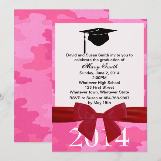 Rode koolstof en roze Afstuderen van Camouflage Kaart (Voorkant / Achterkant)