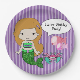 Rode kop Mermaid Paarse Birthday Party Borden Papieren Bordje