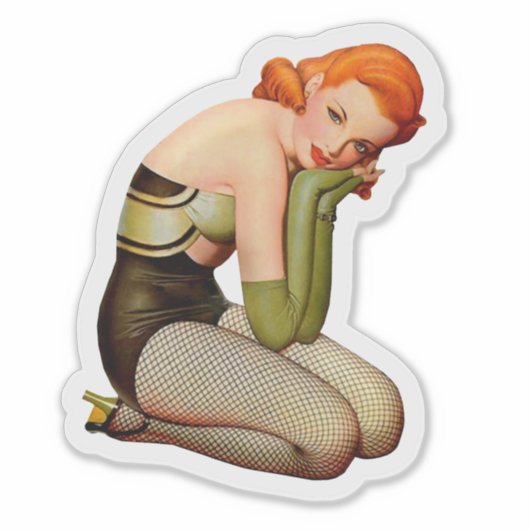  rode kop met visnetkousen sticker (Voorkant)