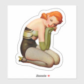  rode kop met visnetkousen sticker (Vel)